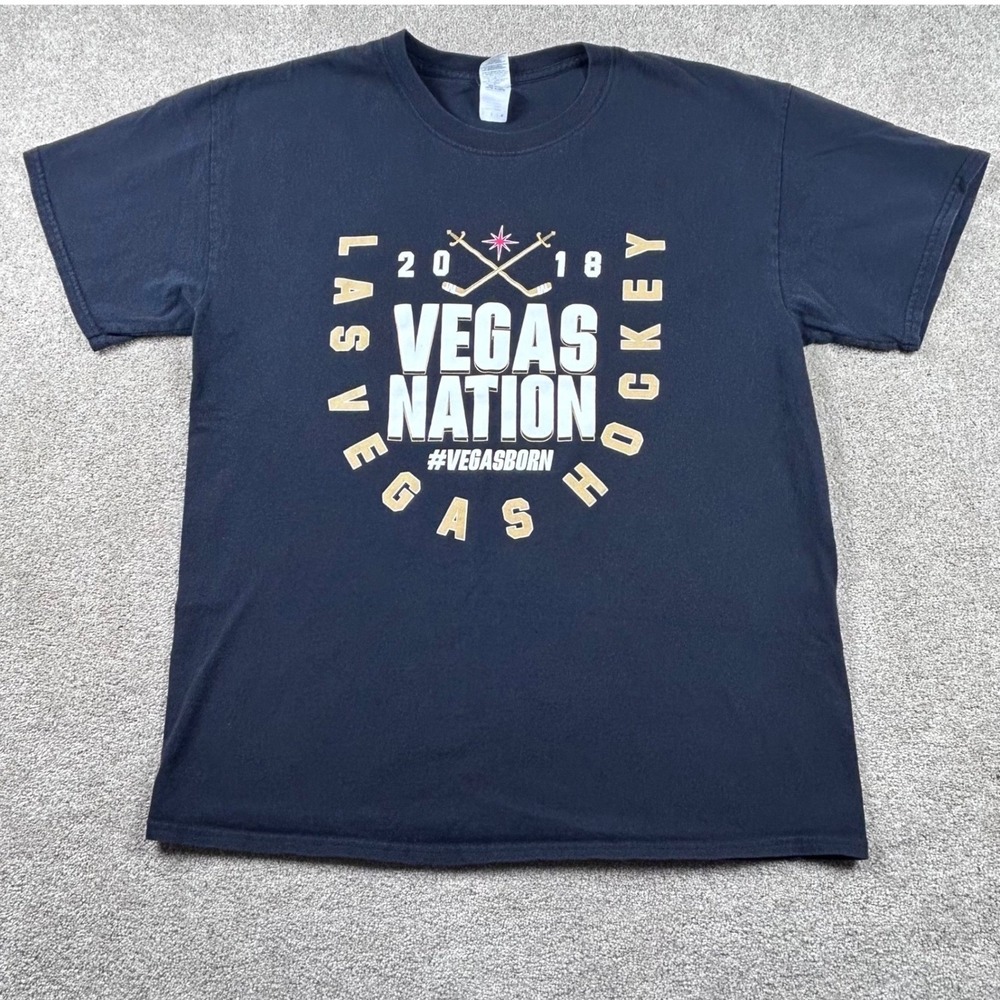 Gildan Vegas Nation 2018 Las Vegas Hockey T-Shirt Mens Large Black #VegasBorn